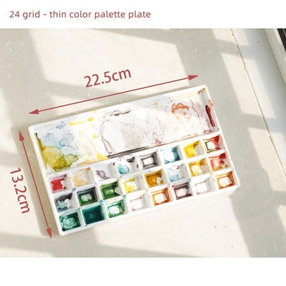 Watercolor Palette Ceramic Oil Painting White Porcelain Shell Color Mixing Plate