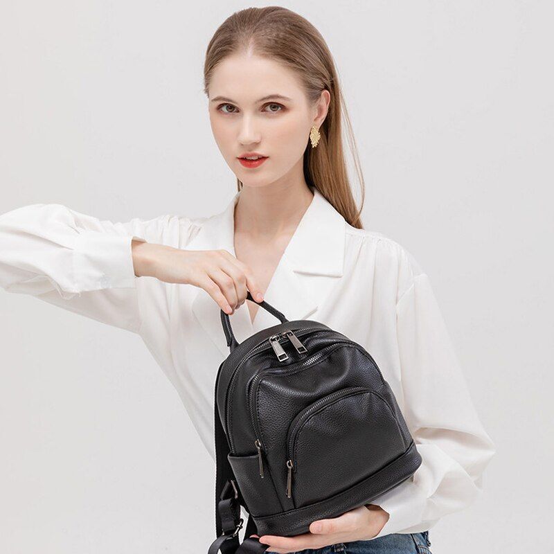 Backpack Soft Leather Large Bag Traveling Laptop Bags Polyester Hasp Zipper 1 PC