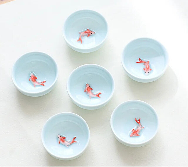 6pcs Celadon China Tea Cup Set kung Fu Travel Tea Bowl Porcelain Teacup Set