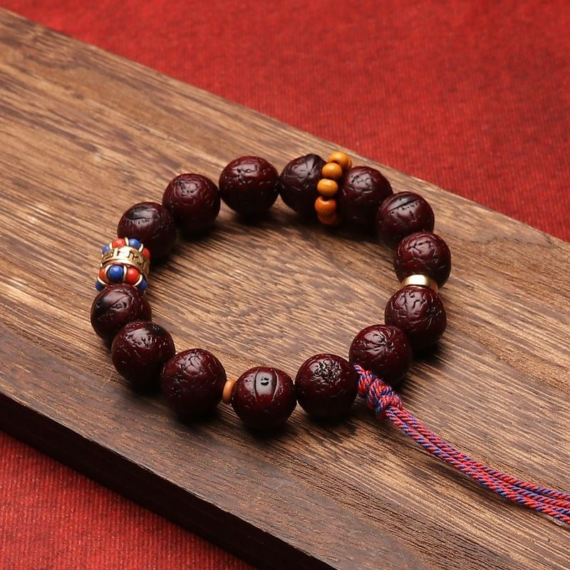 Nepal Phoenix Eye Mala 15mm Jadeized Skin Prayer Beads Bracelet