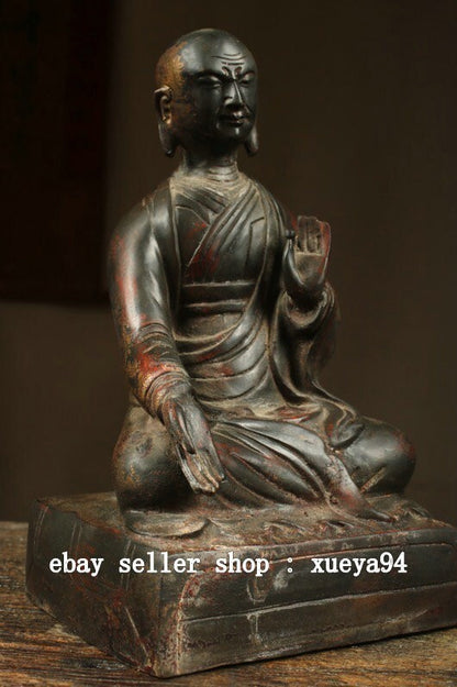 9.4" Old Tibet Buddhism Bronze Gilt Je Tsongkhapa Lama Guru Master Buddha Statue