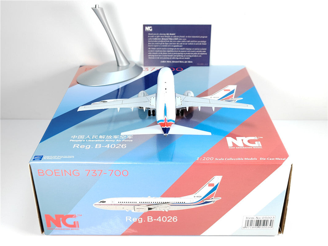 1:200 NG Model People's Liberation Army Air Force B737-700 Plane Diecast Model