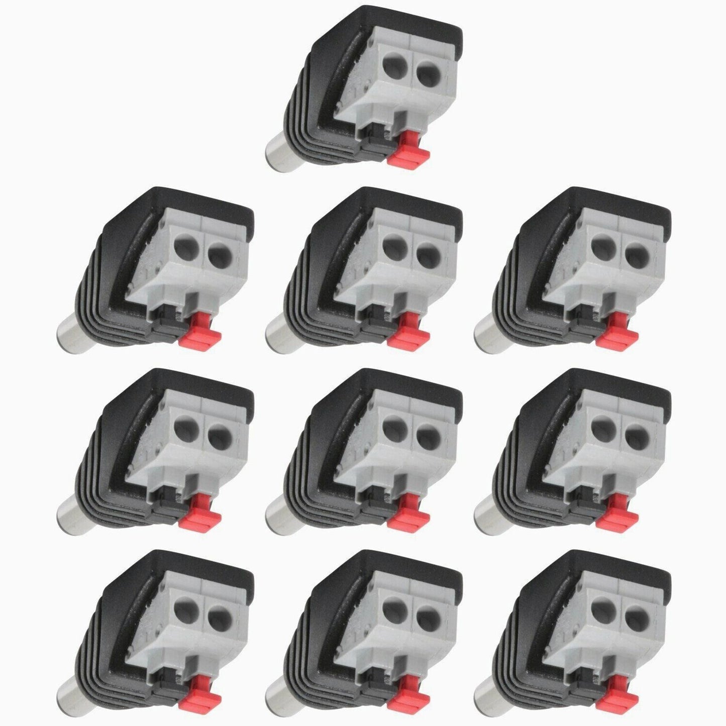 10Pcs Screwless Quick Connect Male 5.5x2.1mm DC Jack Plug For Led Strip.
