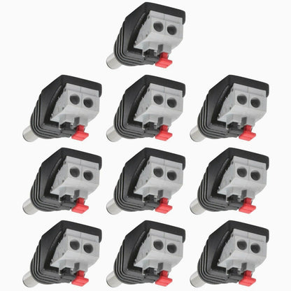 10Pcs Screwless Quick Connect Male 5.5x2.1mm DC Jack Plug For Led Strip.