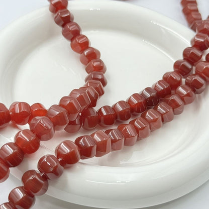 Natural Red Agate Faceted Pumpkin Beads 10x12mm DIY Jewelry Making 40pcs