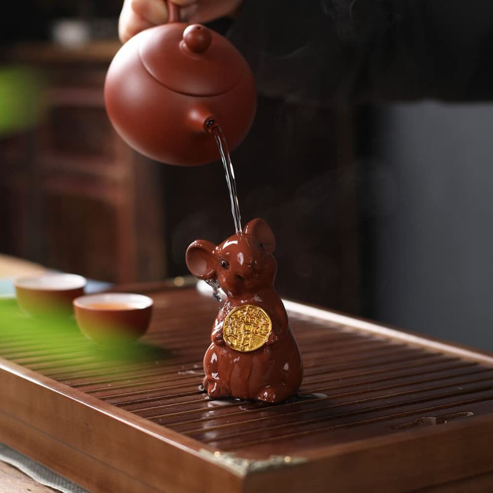 9.4cm Purple Sand Mouse Tea Pet Tea Tray Decor Tea Table Accessories Tea Play