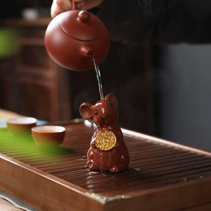 9.4cm Purple Sand Mouse Tea Pet Tea Tray Decor Tea Table Accessories Tea Play