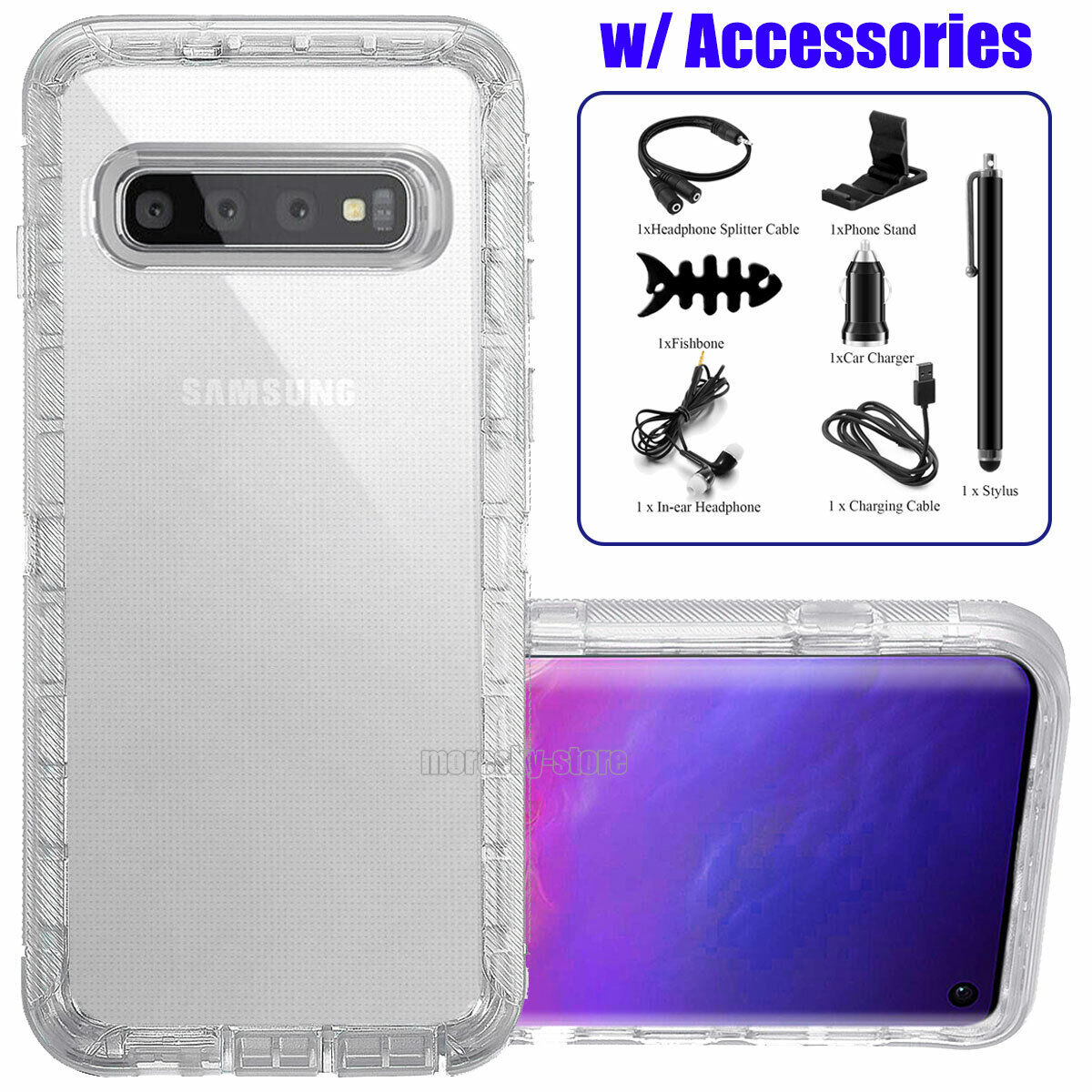 For Samsung Galaxy S10e S10 Plus Transparent Case Clear Phone Cover +Accessories