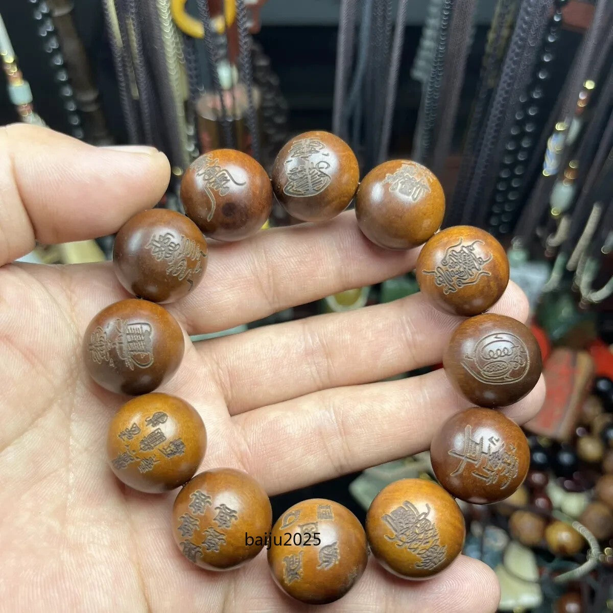 20mm Lightning Strike Wood Jujube Wood Bracelet Taoist Hand String Amulet Beads