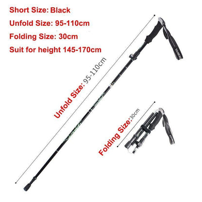5-Section Folding Trekking Poles Nordic Walking Stick Hiking Telescopic Cane 1PC