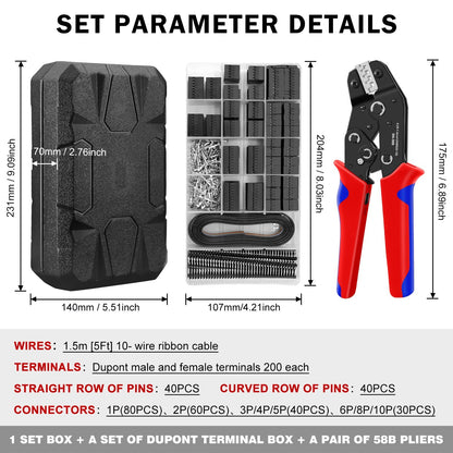 Electrical Crimper Pliers Wire Terminal Crimping Tool Male Female Connectors Set