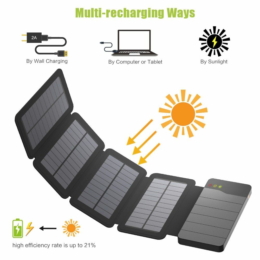 4P Folding Solar Panel Power Bank Charger Waterproof Outdoor Camping w/ USB AU