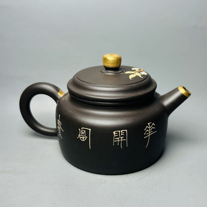 Vintage Chinese Yixing Purple Clay Teapot Zisha Ceremony Painted Nice Teaware