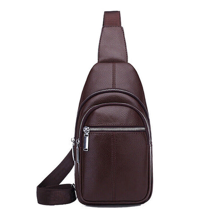 Sling Backpack Men's Genuine Leather Crossbody Chest Bag Sling Shoulder Bag