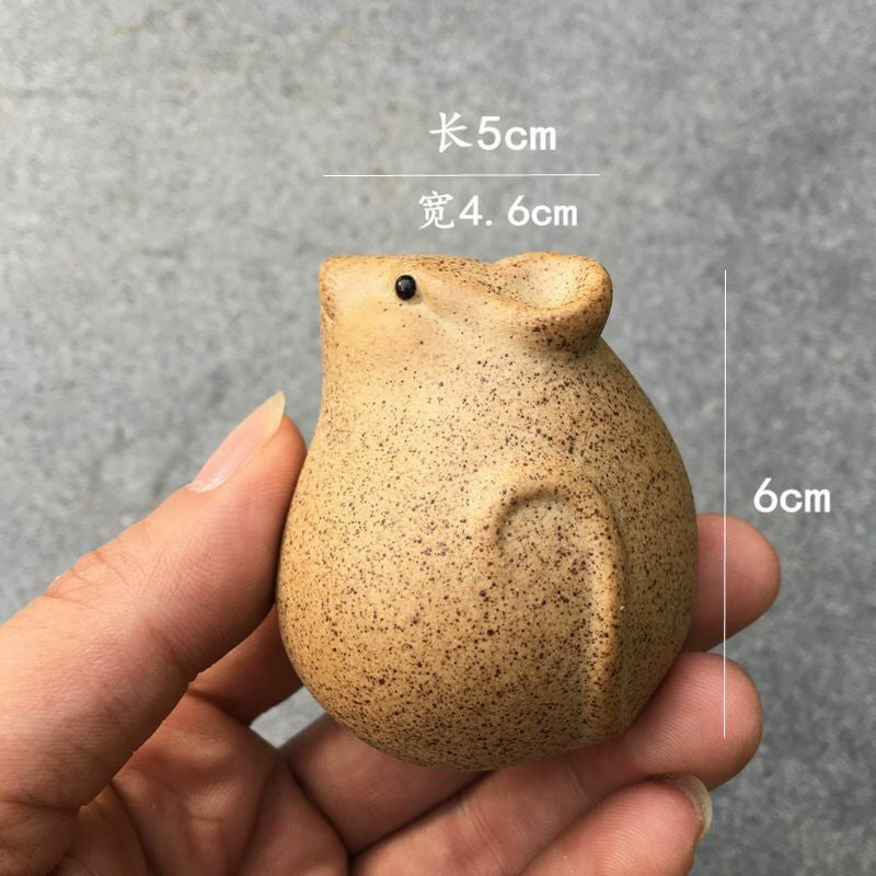 Chinese Handmade Porcelain Luck Frog Tea Pet Zen Tea Set Coarse Pottery Collect