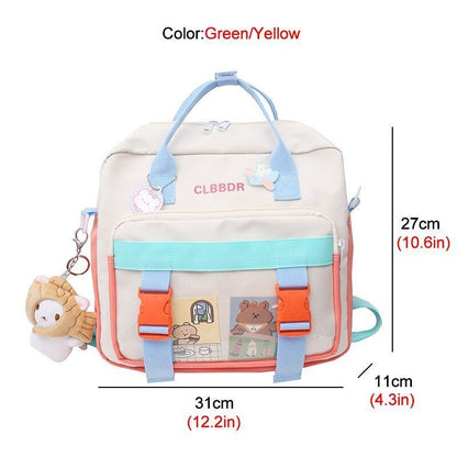 Contrast Colors Backpack Waterproof Nylon Buckle Small Traveling Bag 31*11*27 CM