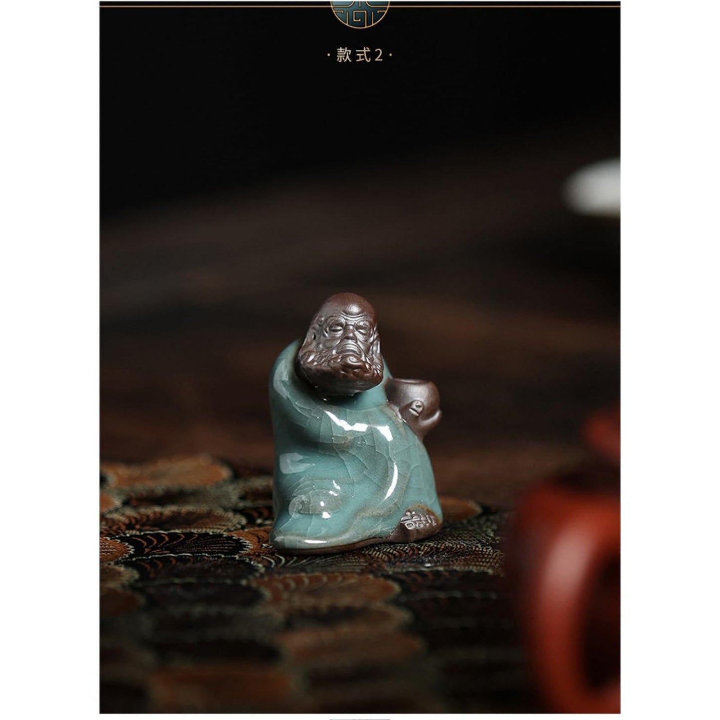 Bodhidharma Tea Pet Ornament 5.3cm Kung Fu Tea Table Decoration Tea Ceremony
