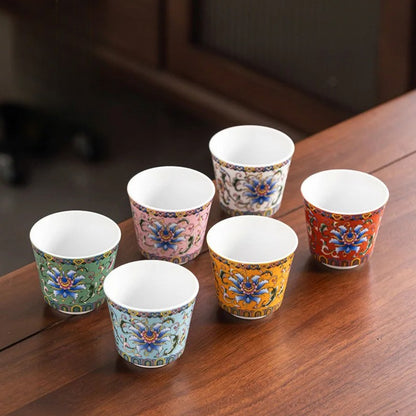 70Ml enamel color teacup ceramic master cup personal cup household tea set -