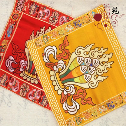 Buddhist silk brocade red eight auspicious symbols table altar cloth -