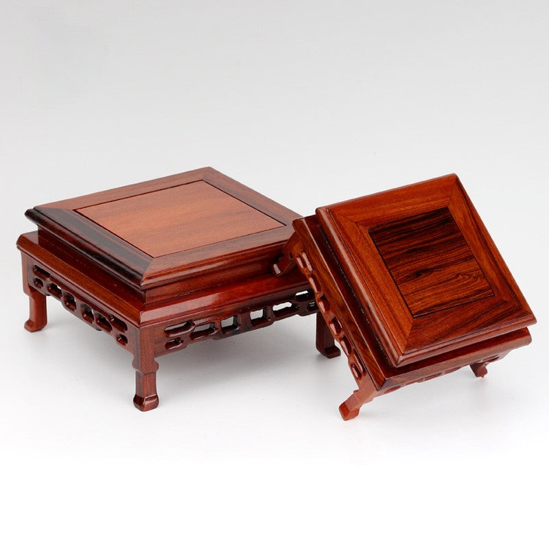 Square Wooden Base Shelf Fish Tank Flower Vase Bonsai Display Pot Stand Tea Tray