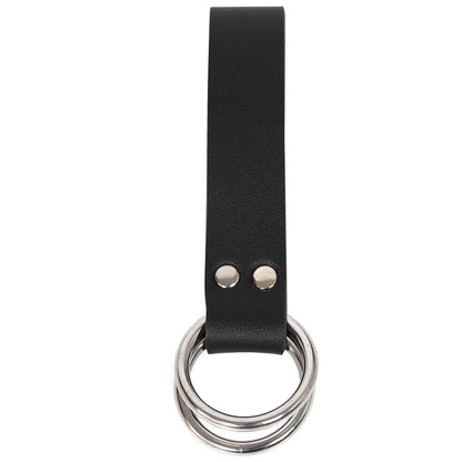 Womens Mens Hook Strap Double Metal Rings PU Leather Bag Medieval Belt