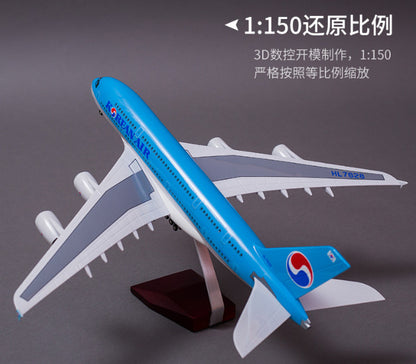 1:160 46CM KOREAN AIR A380 Passenger Airplane Landing Gears Resin Aircraft Model