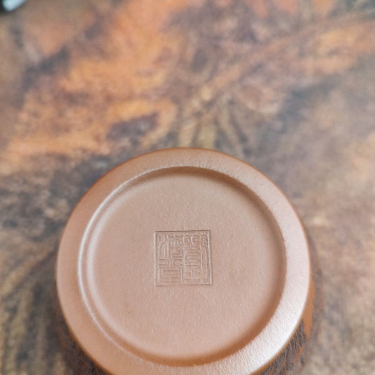 Yixing Zisha Zhuni Teacup 2.9in 150cc Hand Carved Landscape Relief