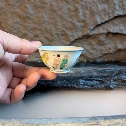 vintage chinese jingdezhen doucai tea cup: scholar 2
