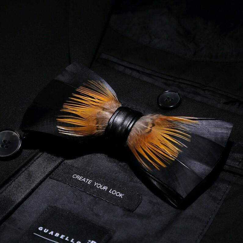 Men's Luxury Bowtie 12x5cm Peacock Feather Leather Bow Ties Fashion Party Formal