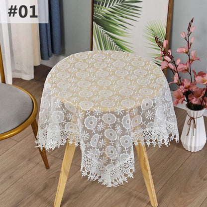 Lace Floral Embroidered Tablecloth European Style Tea Table Dust-Proof Covers