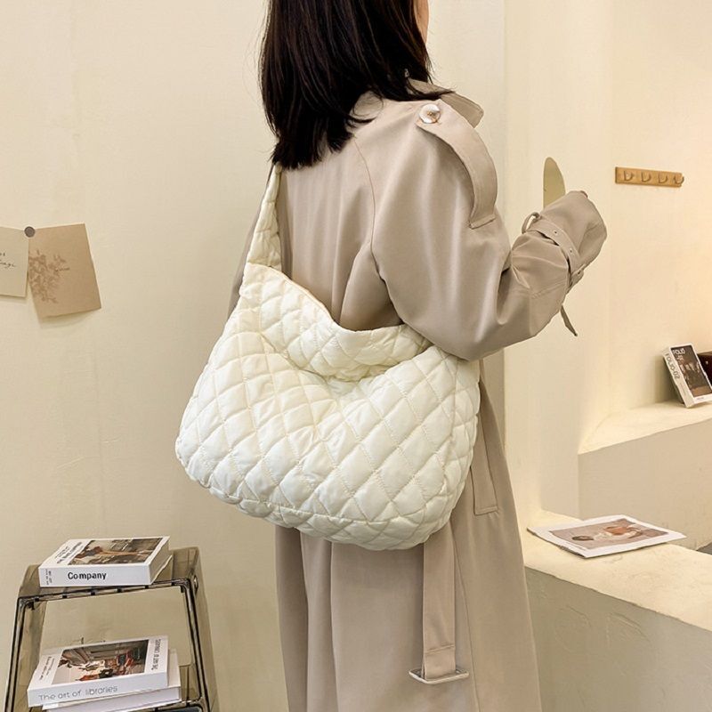 Large Puffy Shoulder Bag Crossbody Purse Down Soft Warm Puff Tote Bag Polyester
