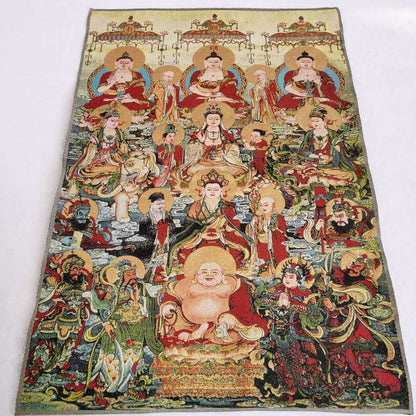 36"in Tibet Tibetan Cloth Silk Buddhism 10000 Buddha Picture Tangka Thangka