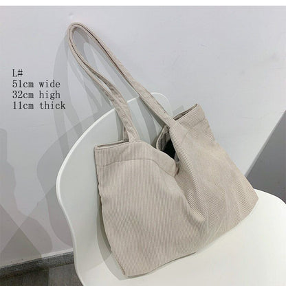Corduroy Bag Women Shoulder Bags Handbags Zipper Eco Storage Bag Large Capacity