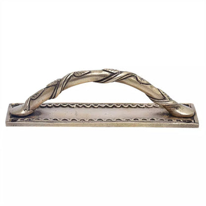 Set of 2 Antique Look Brass Dhokra Climber Plant With Leaf Door Handle