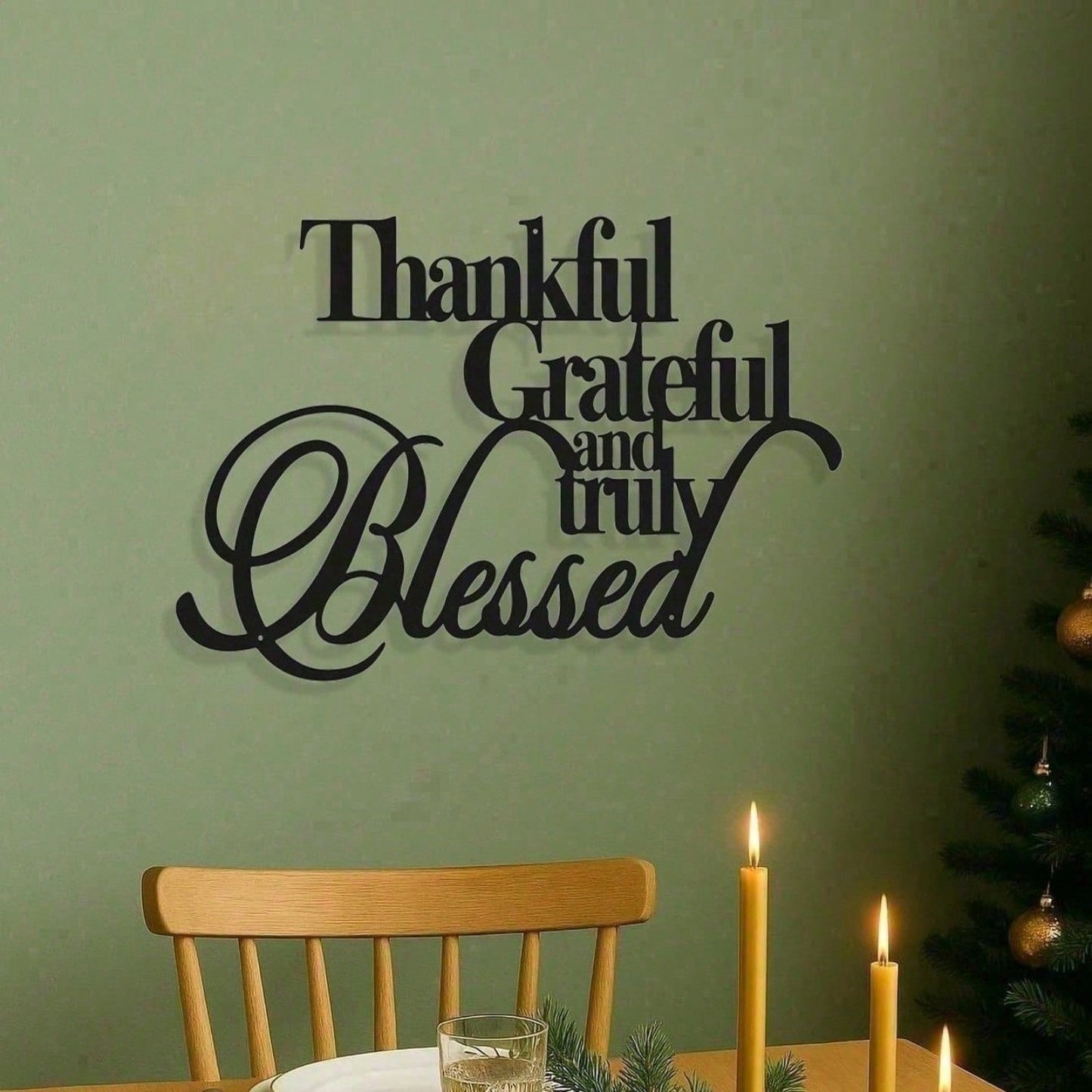 CIFbuy Grateful Blessed Metal Wall Sign Bible Verses Rustic Farmhouse Decor