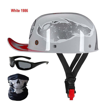 Helmet Motorcycle Vintage Baseball Cap Scooter Helmet With Glasses+Scarf For Men