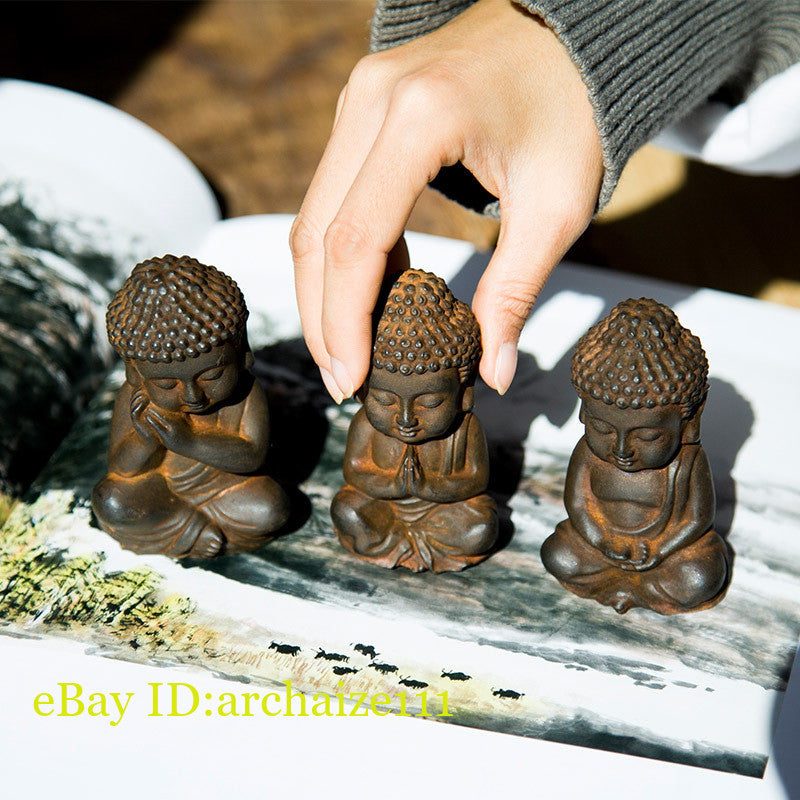 Chinese Iron Rust Shakyamuni Tathagata Buddha Statue Tea Pet Decor Collection