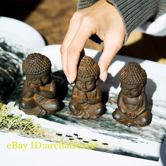 Chinese Iron Rust Shakyamuni Tathagata Buddha Statue Tea Pet Decor Collection