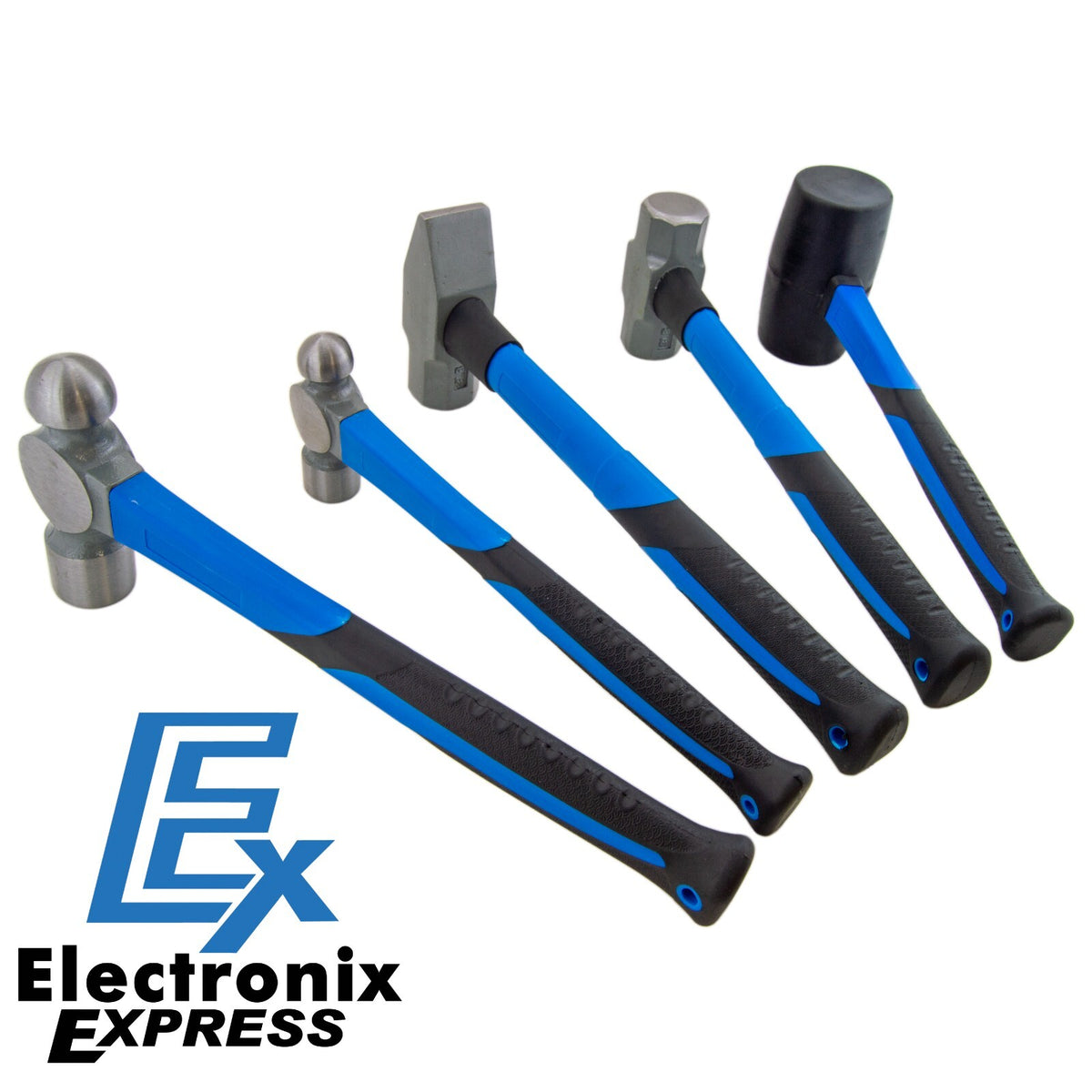 5 Piece Hammer Set - Includes Rubber Mallet, Sledge, Cross Pein, and Ball Pein