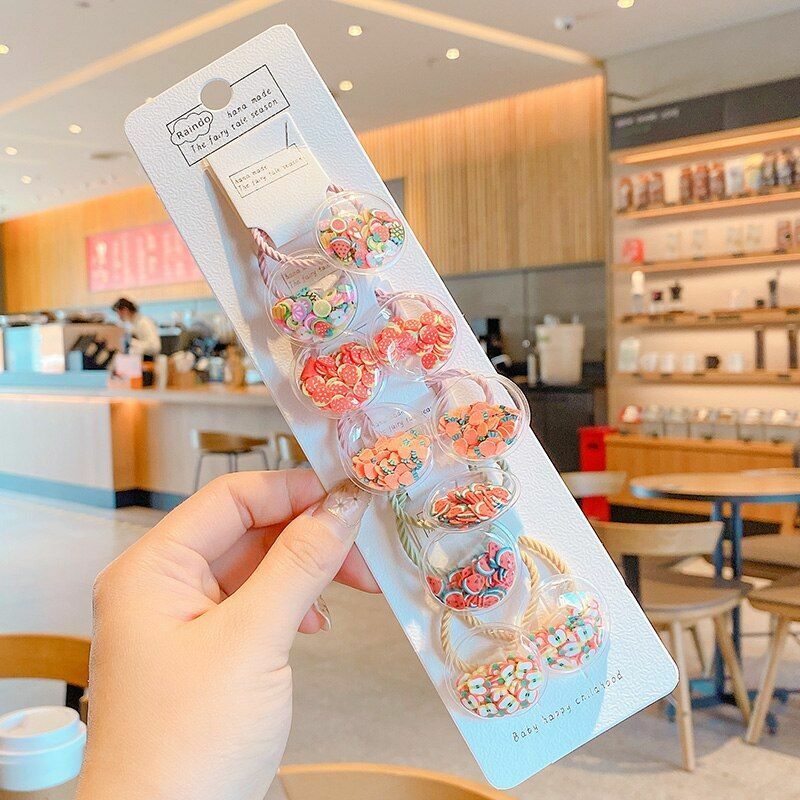 Hair Bands 10/20 Pcs/Bag Shiny Flowers Baby Scrunchies Rubber Kids Accessories