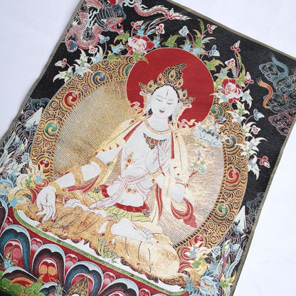 36" Tibet Tibetan Cloth Silk Buddhism Dragon Kwan-yin Tara Tangka Thangka Mural