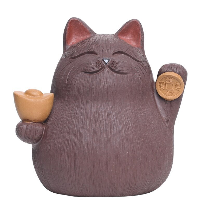 Zisha Teapets From Yixing Lucky Cat Chinese Tea Set Decoration