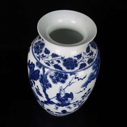 Chinese Blue and White Porcelain Color Character Story pattern Pot Vase A15