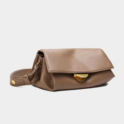 Fashion Split Leather Bag Shoulder Messenger Handbag Beige Flap Crossbody Bags