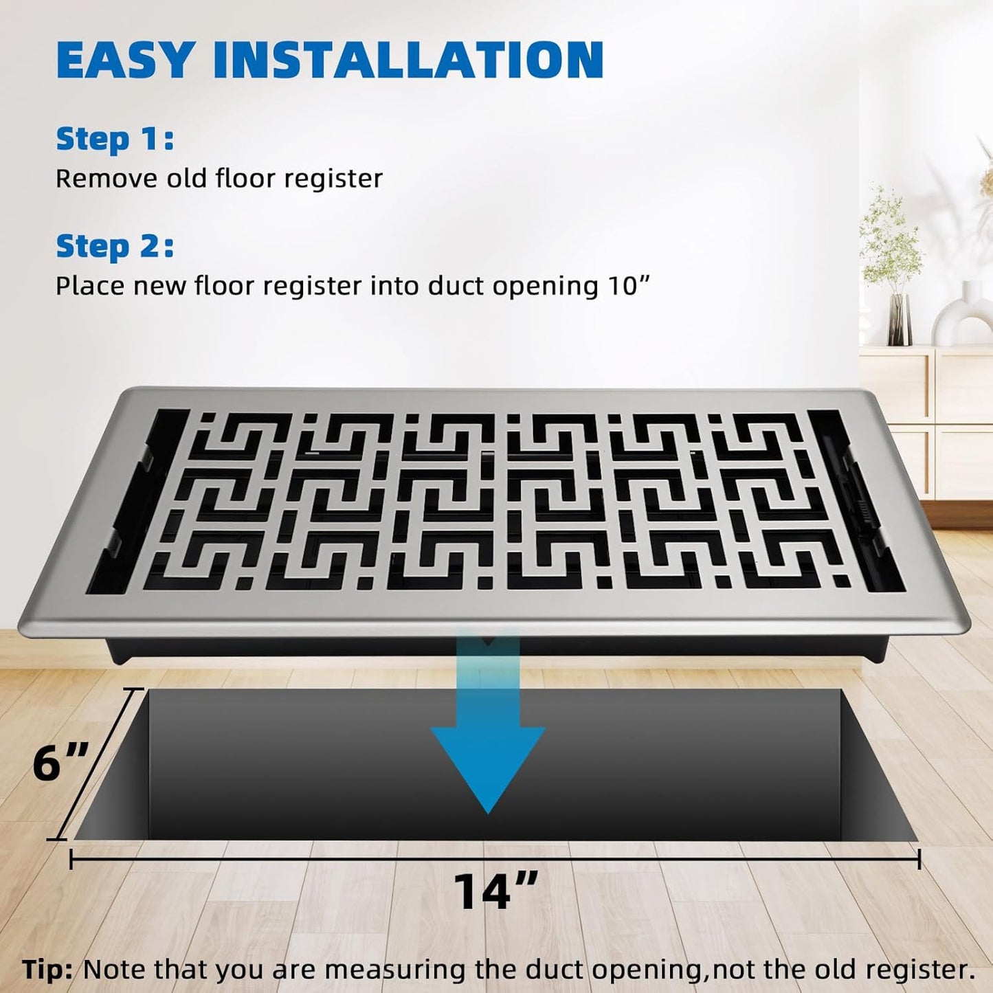 Floor Registers 6X14 Inches - 3 Pack Heavy Duty Walkable Steel Floor Vents Ease