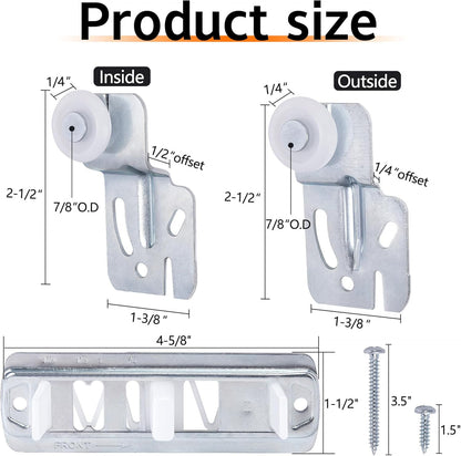 10 Pcs Sliding Closet Door Roller Kit,Wardrobe Door Roller with Slide Track,Clos