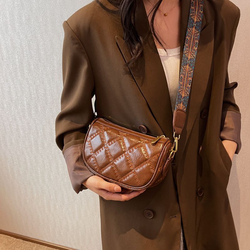 Shoulder Bags Handbag Wide Shoulder Strap Crossbody Bag Versatile Zipper Handbag