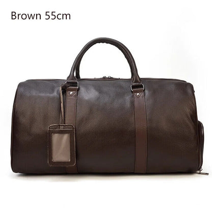 Men Women Travel Bag Cow Leather Carry On Luggage Bag Travel Shoulder Bag