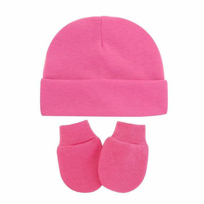 Hats Gloves 3pcs/Lot Solid Childrens Cotton Baby Winter Warm Cap Toddler Beanie