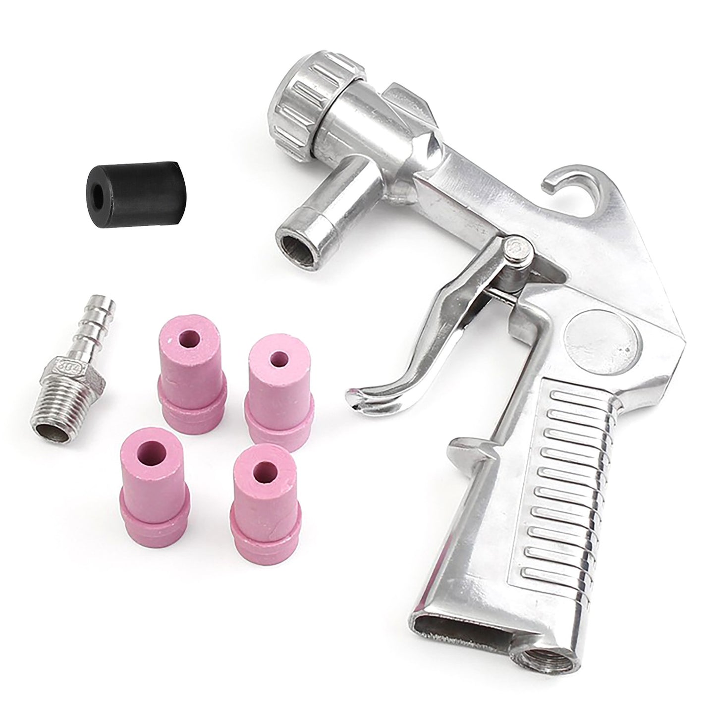 Sandblaster Air Part Abrasive Sandblasting Gun Sand Blaster W/ 4 Ceramic Nozzle